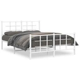 Berkfield Metal Bed Frame Without Mattress With Footboard White 135X190Cm - thumbnail 2