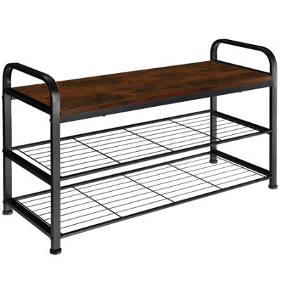 Tectake Shoe Rack Southampton - Surface Shelf And 2 Grid Shelves, Industrial Style -  - Industrial Wood Dark, Rustic - image 1