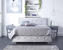 Aspire Side Opening Ottoman Storage Bed In Grey Crushed Velvet, King - thumbnail 3