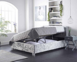 Aspire Side Opening Ottoman Storage Bed In Grey Crushed Velvet, King - thumbnail 4