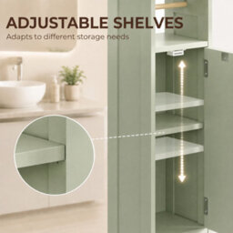 Homcom Toilet Roll Holder Bathroom Cabinet With Adjustable Shelf Light Green - thumbnail 6