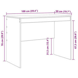 Berkfield Writing Desk White Particle Board 100 X 50 X 76 Cm Storage - thumbnail 8