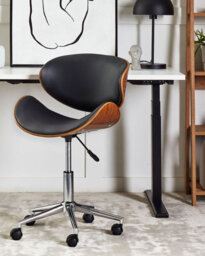 Beliani Desk Chair Rotterdam Faux Leather Black - thumbnail 2