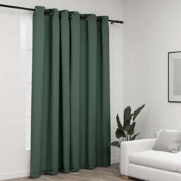 Berkfield Linen-Look Blackout Curtains With Grommets Green 290X245Cm