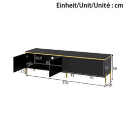 Btm High Gloss Tv Stand, 4 Door Media Console With Cable Management And Gold Trim, Storage Tv Cabinet - thumbnail 9