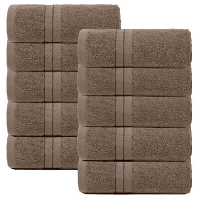 Ohs 10 Pack Of 100% Cotton Hand Towel, 50 X 80Cm - Mocha - image 1