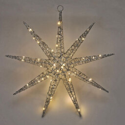 Urbn-Living Urbnliving 52Cm Width Hanging Silver Snowflake Christmas Star Decoration Led Lights - thumbnail 1