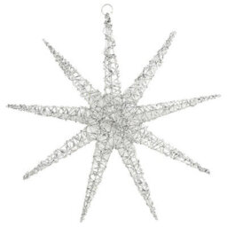 Urbn-Living Urbnliving 52Cm Width Hanging Silver Snowflake Christmas Star Decoration Led Lights - thumbnail 2