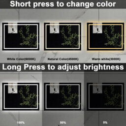 Sline 1000X600mm Bluetooth Bathroom Led Mirror,dimmable 3 Colors,anti-Fog,memory Functions,touch Controls,horizontal/vertical - thumbnail 3