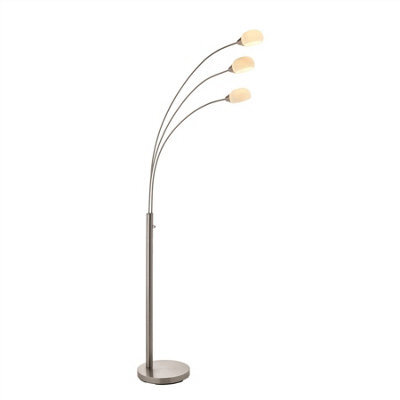 Luminosa Lighting Luminosa Jaspa Led 3 Light Floor Lamp Satin Nickel, White Glass