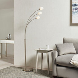 Luminosa Lighting Luminosa Jaspa Led 3 Light Floor Lamp Satin Nickel, White Glass - thumbnail 2