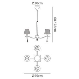 Luminosa Lighting Luminosa Siena Pendant Round 4 Light E14, Antique Brass With Amber Cream Shades And Amber Crystal - thumbnail 6