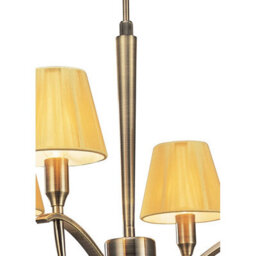 Luminosa Lighting Luminosa Siena Pendant Round 4 Light E14, Antique Brass With Amber Cream Shades And Amber Crystal - thumbnail 4