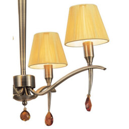 Luminosa Lighting Luminosa Siena Pendant Round 4 Light E14, Antique Brass With Amber Cream Shades And Amber Crystal - thumbnail 5