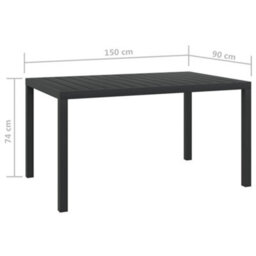 Berkfield Garden Table Black 150X90X74 Cm Aluminium And Wpc - thumbnail 5