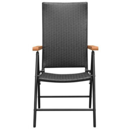Berkfield Stackable Garden Chairs 2 Pcs Poly Rattan Black - thumbnail 3