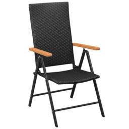 Berkfield Stackable Garden Chairs 2 Pcs Poly Rattan Black - thumbnail 2