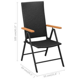 Berkfield Stackable Garden Chairs 2 Pcs Poly Rattan Black - thumbnail 7