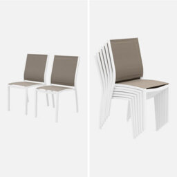 Sweeek - 6-Seater Extendable Aluminium Garden Table Set With Chairs White 210X90X75 Cm - Orlando - thumbnail 4