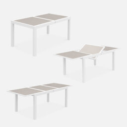 Sweeek - 6-Seater Extendable Aluminium Garden Table Set With Chairs White 210X90X75 Cm - Orlando - thumbnail 3