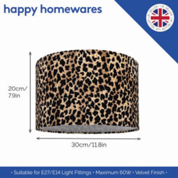 Happy Homewares Modern And Distinctive Leopard Print Table/pendant Lamp Shade In Soft Velvet - thumbnail 5