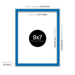 9X7 Blue Picture Frame (17.8 X 22.9Cm) Poster, Photo, Artwork, Gallery Wall Or Print - thumbnail 3