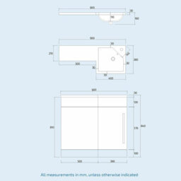 Nes Home 900mm Right Hand Cloakroom Grey Basin Vanity Unit And Toilet Pan Ellen - thumbnail 8