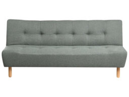 Wyld And Coco 3-Seater Sofa Bed In Green Fabric With Light Rubberwood Legs, Scandinavian Style, Single Bed Conversion - thumbnail 1