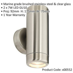 4 Pack Up & Down Twin Outdoor Wall Light - 2 X 7W Gu10 Led - Stainless Steel - thumbnail 2