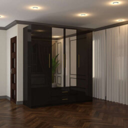 Sliding Wardrobes 4 u LTD Modern High Gloss Hinged Wardrobe With Mirror - 2, 3 Or 4 Doors And Built-In Drawers (Black,160Cm) - thumbnail 1