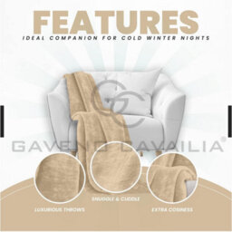 Gc Gaveno Cavailia Luxury Faux Fur Throw 200X240 Cm Biscuit Fleece Blanket For King Bed & Sofa Bed - thumbnail 3