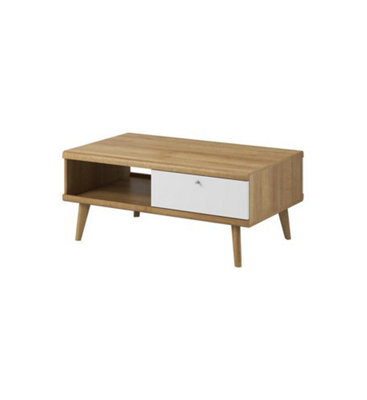 Arte Elegant Primo Coffee Table H460mm W1070mm D670mm In White And Oak Riviera - Stylish Living Room Centrepiece - image 1