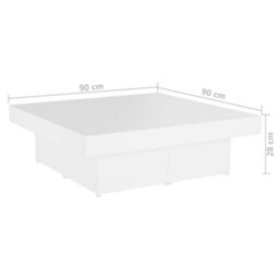 Vidaxl Coffee Table White 90X90X28 Cm Engineered Wood - thumbnail 7