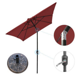 VRUC Outdoor 2X3M Parasol - Crank Up & Tilt Garden Parasol Umbrella Wine Red And Base - thumbnail 1