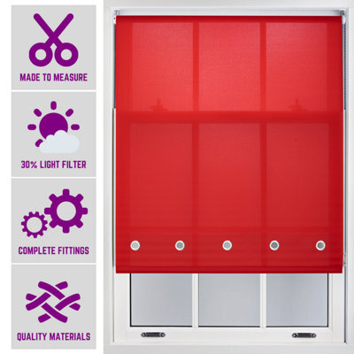 Made To Measure Daylight Roller Blind With Chrome Round Eyelets By Furnished - Red (W)180Cm X (L)210Cm - image 1