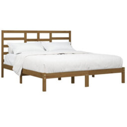 Berkfield Bed Frame Honey Brown Solid Wood 200X200 Cm - thumbnail 3