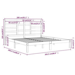 Berkfield Bed Frame Honey Brown Solid Wood 200X200 Cm - thumbnail 6