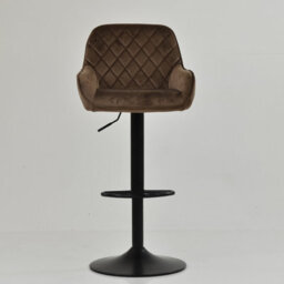 Lakeland Furniture Arnside Mocha Brown Velvet Black Adjustable Bar Base Stool - thumbnail 3