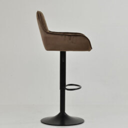 Lakeland Furniture Arnside Mocha Brown Velvet Black Adjustable Bar Base Stool - thumbnail 5