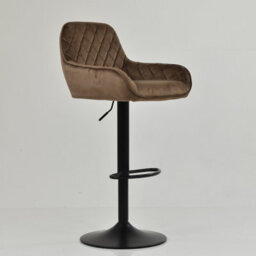 Lakeland Furniture Arnside Mocha Brown Velvet Black Adjustable Bar Base Stool - thumbnail 4
