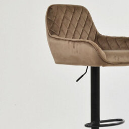 Lakeland Furniture Arnside Mocha Brown Velvet Black Adjustable Bar Base Stool - thumbnail 8