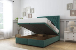 "Sloomy Somerset Emerald Plush Ottoman Bed Base With 26"" Strutted Headboard 2'6 Small Single" - thumbnail 2