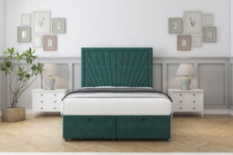 "Sloomy Somerset Emerald Plush Ottoman Bed Base With 26"" Strutted Headboard 2'6 Small Single"