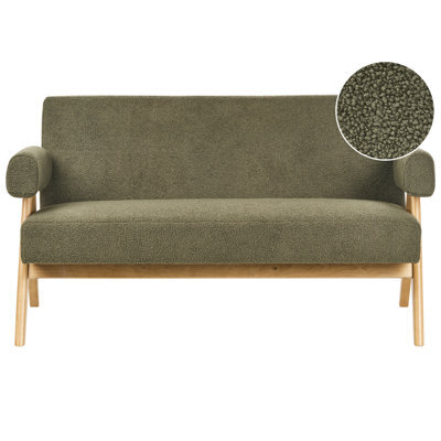 Beliani Sofa 2 Seater Tamre Boucle Green/ Light Brown - image 1