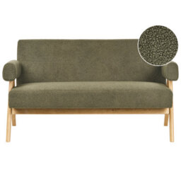Beliani Sofa 2 Seater Tamre Boucle Green/ Light Brown - thumbnail 1
