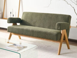 Beliani Sofa 2 Seater Tamre Boucle Green/ Light Brown - thumbnail 2