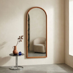 Sweeek - Arched Wall Mirror Pine Wood, Luke, Walnut, 60X3X160 Cm - thumbnail 1