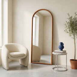 Sweeek - Arched Wall Mirror Pine Wood, Luke, Walnut, 60X3X160 Cm - thumbnail 2