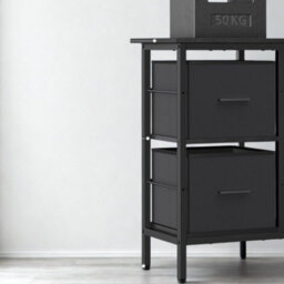 FURNOLD Industrial Rustic L-Shaped Corner Computer Desk With Drawers Black - thumbnail 6
