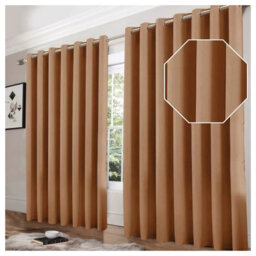 Ameha Thermal Thick Blackout Curtains Ready Made Eyelet Ring Top Beige Curtain Pair 90X90 With Tiebacks Bedroom Living Room Decor - thumbnail 6